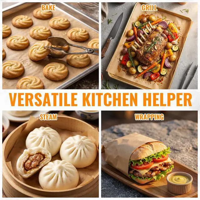 Alt view image 6 of 7 - 120 Sheets 9 x 13 Inch Pre-cut Unbleached Baking Parchment Paper Sheets, Non-stick and Leak-proof Oven Liners, Suitable for Baking Sheets, Home Cooking and Baking