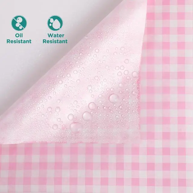 Alt view image 3 of 7 - Waxed Deli Paper Sheets 7 * 7 Inch for Food Wrapping, 100 Pcs Food Basket Liners for Sandwiches Burgers 2026 Treats Wrap Wax Papers Gingham Pink