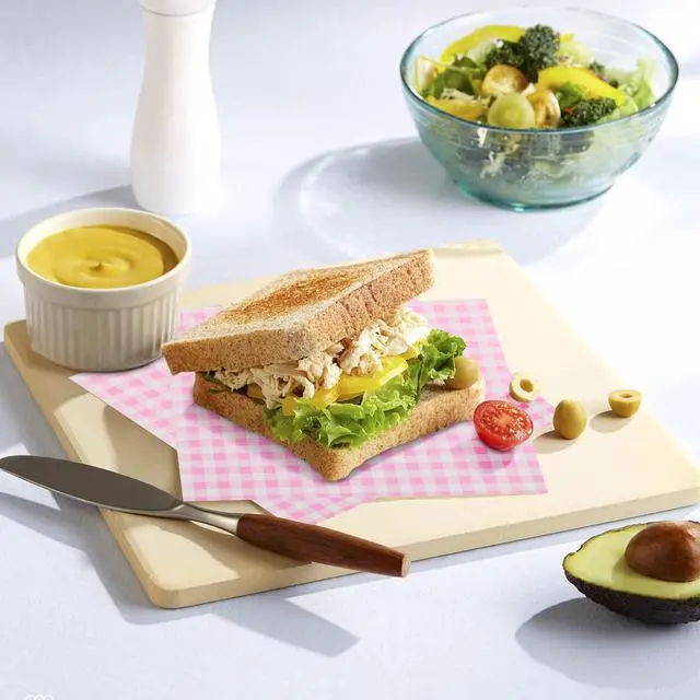 Alt view image 4 of 7 - Waxed Deli Paper Sheets 7 * 7 Inch for Food Wrapping, 100 Pcs Food Basket Liners for Sandwiches Burgers 2026 Treats Wrap Wax Papers Gingham Pink