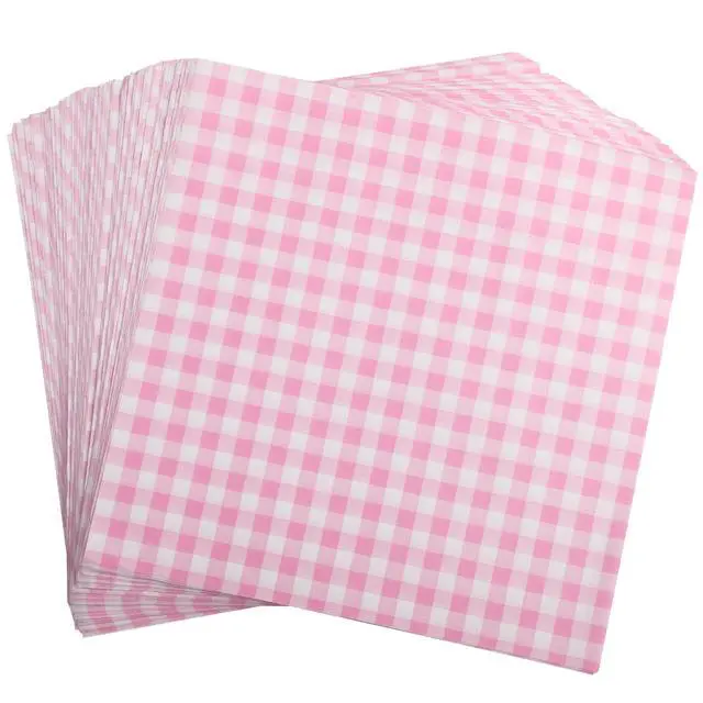 Alt view image 7 of 7 - Waxed Deli Paper Sheets 7 * 7 Inch for Food Wrapping, 100 Pcs Food Basket Liners for Sandwiches Burgers 2026 Treats Wrap Wax Papers Gingham Pink