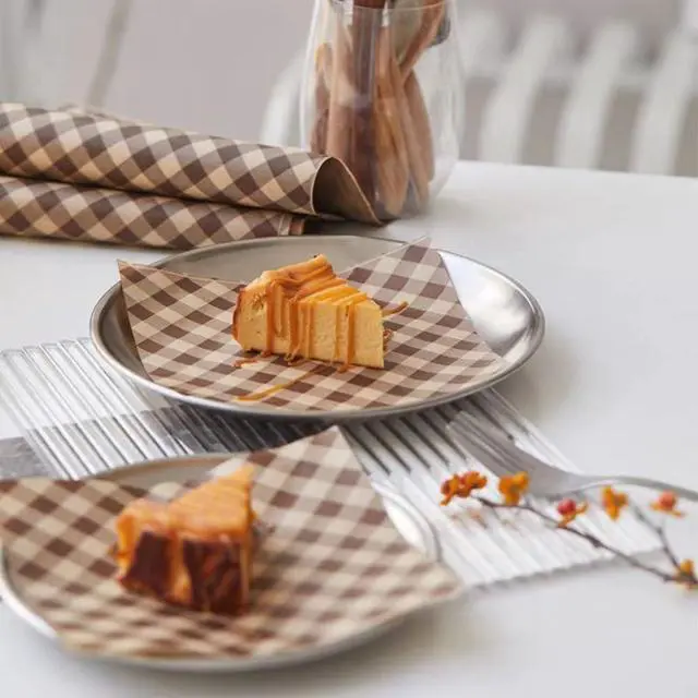 Alt view image 6 of 7 - 100Pcs Wax Paper Sheets for Food, Basket Liners Food Picnic Paper Sheets Greaseproof Deli Wrapping Sheets,BBQ paper,Coffee-colored checkered printing (5.9×5.9 in)