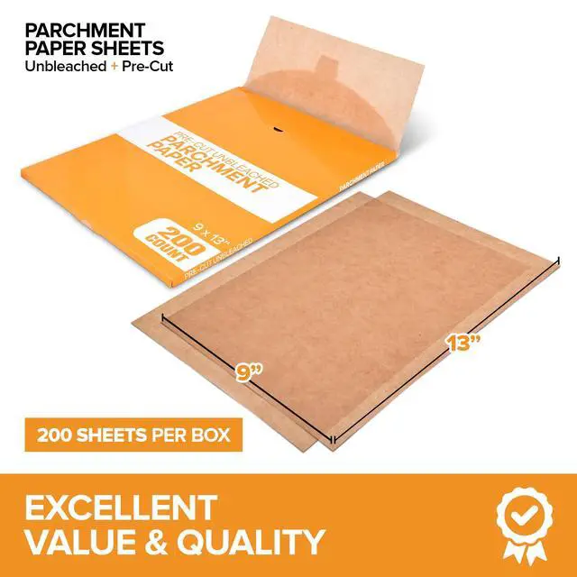 Alt view image 2 of 7 - 200 Ct Unbleached Parchment Paper Sheets, Pre Cut Parchment Paper Sheets for Baking, Air fryer Sheets & Oven Liners FOr cookies, Bread, meat, Pizza (9x13)