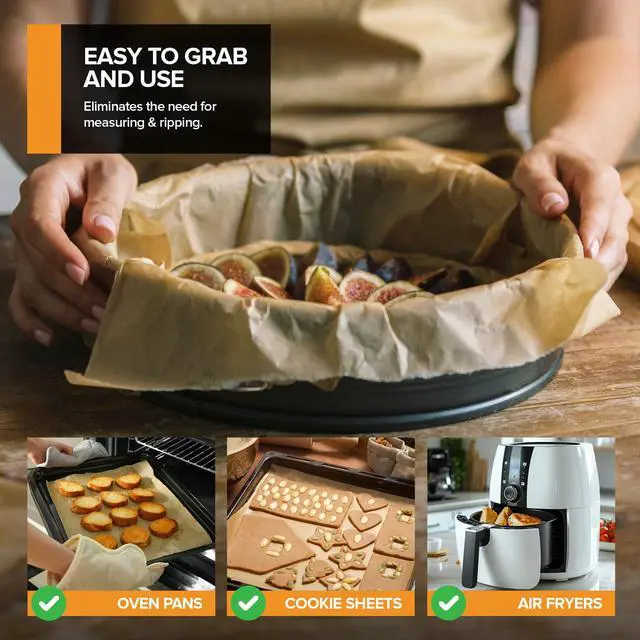 Alt view image 5 of 7 - 200 Ct Unbleached Parchment Paper Sheets, Pre Cut Parchment Paper Sheets for Baking, Air fryer Sheets & Oven Liners FOr cookies, Bread, meat, Pizza (9x13)