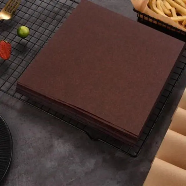 Alt view image 2 of 5 - 100Pcs Wax Paper Sheets for Food, Basket Liners Food Picnic Paper Sheets Greaseproof Deli Wrapping Sheets, 7 x 7 Inch (coffee)