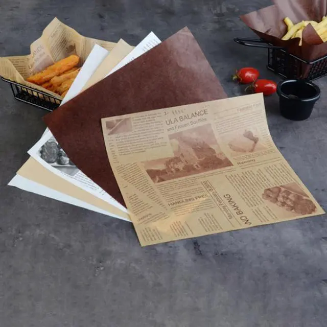 Alt view image 4 of 5 - 100Pcs Wax Paper Sheets for Food, Basket Liners Food Picnic Paper Sheets Greaseproof Deli Wrapping Sheets, 7 x 7 Inch (coffee)
