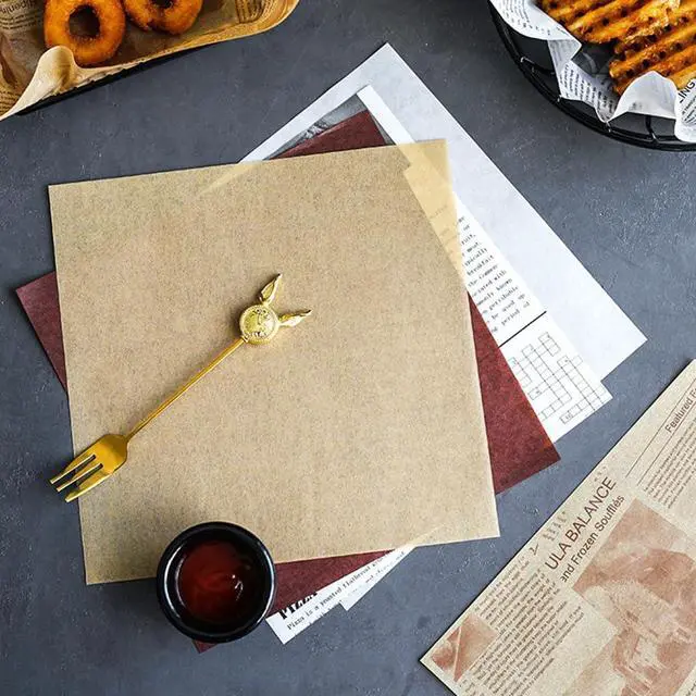 Alt view image 5 of 5 - 100Pcs Wax Paper Sheets for Food, Basket Liners Food Picnic Paper Sheets Greaseproof Deli Wrapping Sheets, 7 x 7 Inch (coffee)