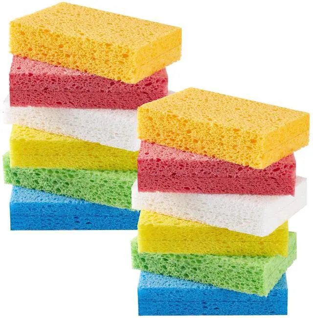 Main image of Dish Sponge Scrubber, Cellulose Sponges Kitchen for Non-Scratch Washing Dishes, Household Cleaning Scrub Natural Sponge, Pack of 12 Colorful Sponges