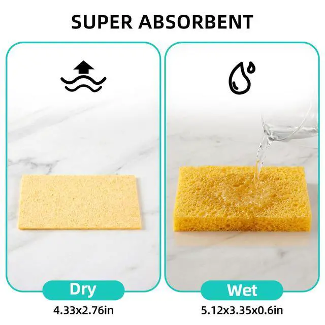 Alt view image 2 of 7 - Dish Sponge Scrubber, Cellulose Sponges Kitchen for Non-Scratch Washing Dishes, Household Cleaning Scrub Natural Sponge, Pack of 12 Colorful Sponges