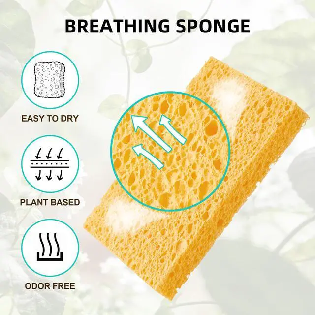 Alt view image 3 of 7 - Dish Sponge Scrubber, Cellulose Sponges Kitchen for Non-Scratch Washing Dishes, Household Cleaning Scrub Natural Sponge, Pack of 12 Colorful Sponges
