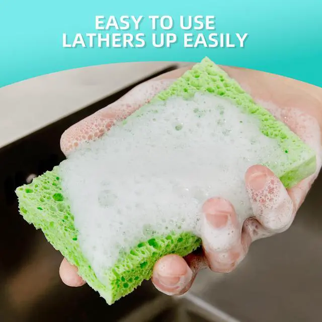 Alt view image 6 of 7 - Dish Sponge Scrubber, Cellulose Sponges Kitchen for Non-Scratch Washing Dishes, Household Cleaning Scrub Natural Sponge, Pack of 12 Colorful Sponges