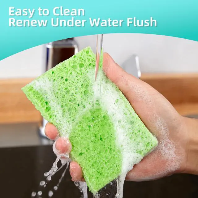 Alt view image 7 of 7 - Dish Sponge Scrubber, Cellulose Sponges Kitchen for Non-Scratch Washing Dishes, Household Cleaning Scrub Natural Sponge, Pack of 12 Colorful Sponges