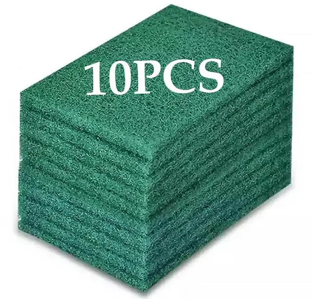 Main image of Heavy Duty Scour Pads Sponge Dish Scrubber Green Reusable Household Scrub Pads for for Dishes, Kitchen Scrubbers & Metal Grills 4 x 6 x 0.31inch (10Pcs)