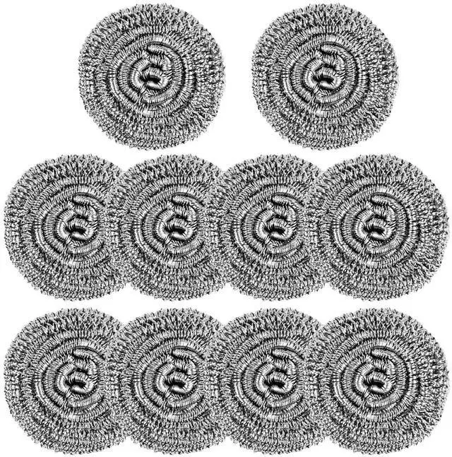 Main image of 10 Pcs Metal Kitchen Scrubbing Pads Scrubs for Dishes, Pans, Pots, Ovens, Grills, Sinks(Sliver)