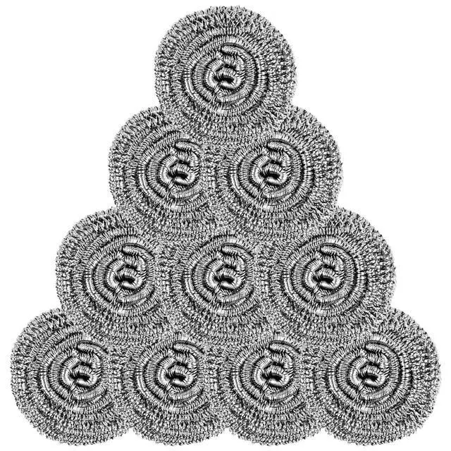 Alt view image 2 of 7 - 10 Pcs Metal Kitchen Scrubbing Pads Scrubs for Dishes, Pans, Pots, Ovens, Grills, Sinks(Sliver)