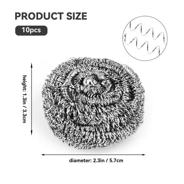 Alt view image 3 of 7 - 10 Pcs Metal Kitchen Scrubbing Pads Scrubs for Dishes, Pans, Pots, Ovens, Grills, Sinks(Sliver)