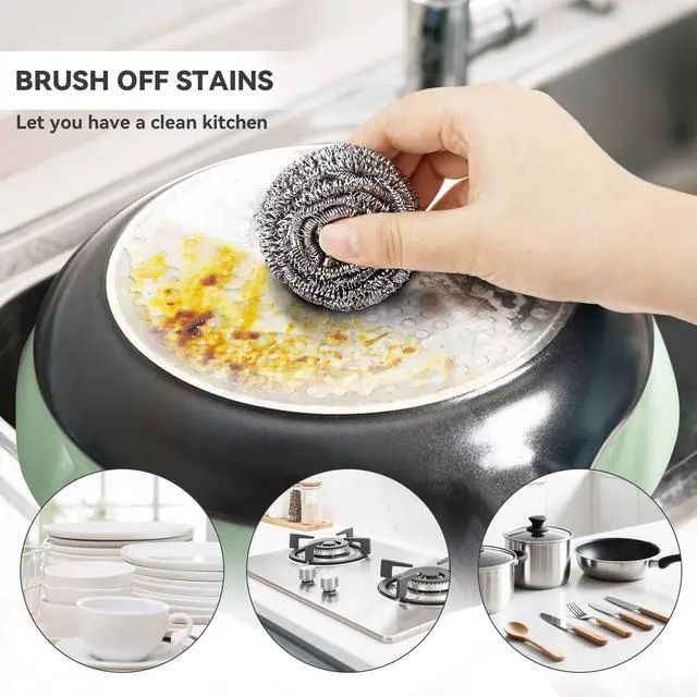 Alt view image 4 of 7 - 10 Pcs Metal Kitchen Scrubbing Pads Scrubs for Dishes, Pans, Pots, Ovens, Grills, Sinks(Sliver)