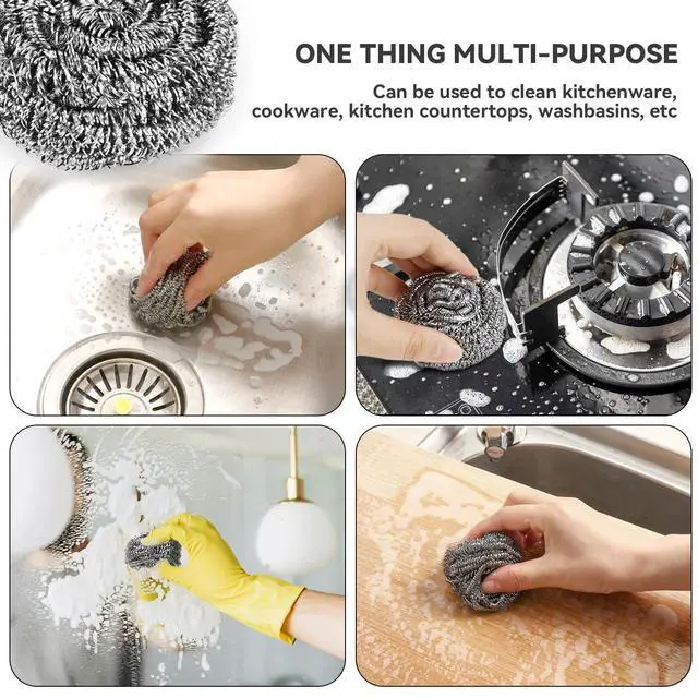 Alt view image 6 of 7 - 10 Pcs Metal Kitchen Scrubbing Pads Scrubs for Dishes, Pans, Pots, Ovens, Grills, Sinks(Sliver)