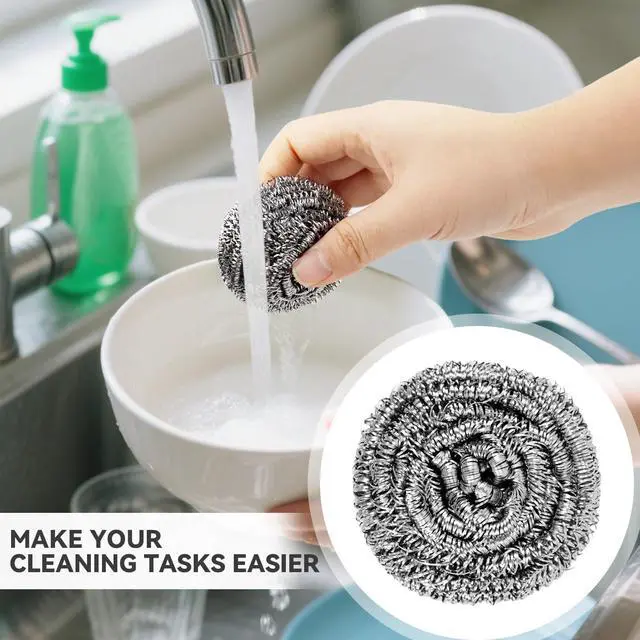 Alt view image 7 of 7 - 10 Pcs Metal Kitchen Scrubbing Pads Scrubs for Dishes, Pans, Pots, Ovens, Grills, Sinks(Sliver)