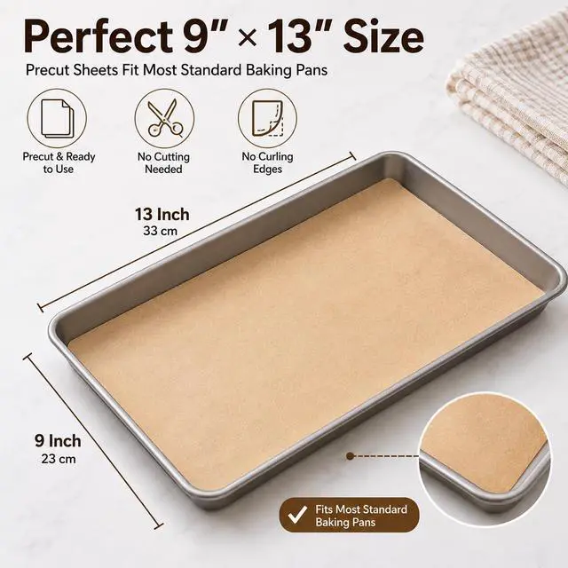 Alt view image 3 of 7 - Parchment Paper Sheets 9x13 Inch, Precut Non-Stick, 150 Count