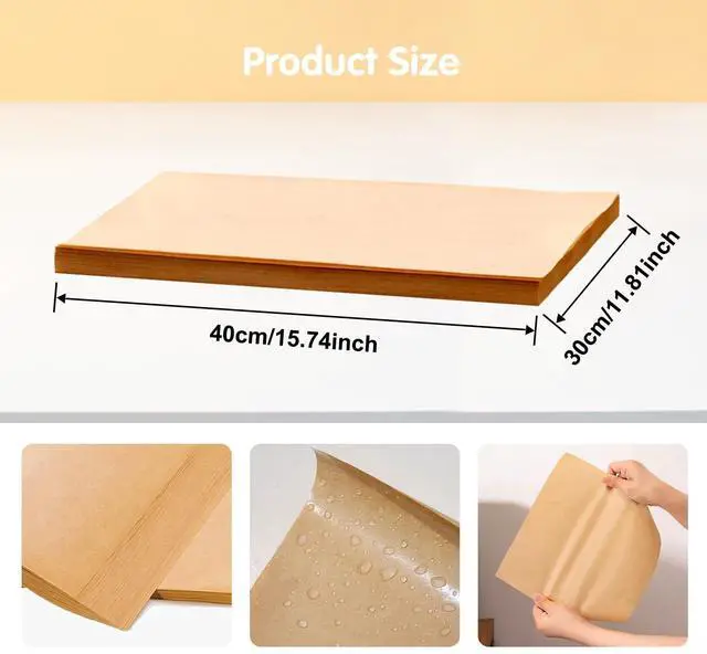 Alt view image 2 of 7 - 150 Pcs Parchment Paper Baking Sheets 12 x 16 Inch Precut Non-Stick Parchment Sheets Unbleached Baking Paper for Baking Bread Cooking Cake Grilling Air Fryer Steaming Home Kitchen