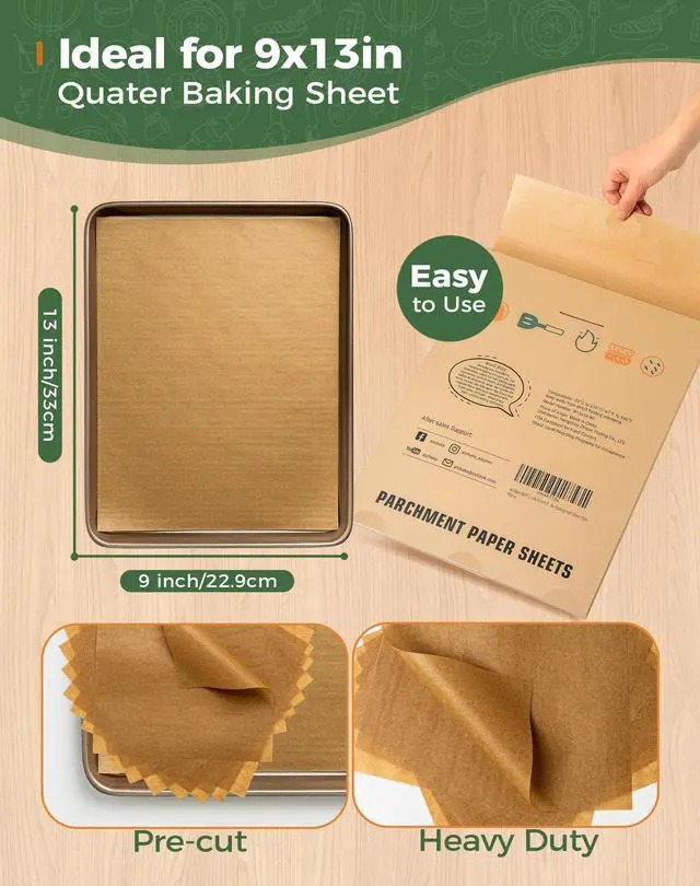 Alt view image 2 of 7 - 9x13 Parchment Paper Sheets for Baking, Precut Baking Paper 200Pcs