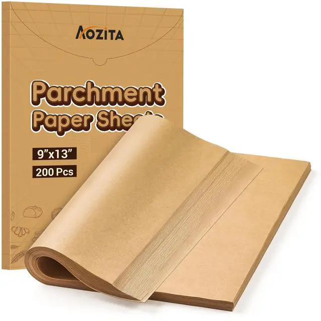 Main image of 200Pcs 9x13 Inch Unbleached Parchment Paper Sheets for Baking, Pre-Cut, Non-Stick Parchment Paper for Baking, Cooking, Grilling, Air Fryer, Half Sheet Baking Sheets for Baking Cookies, Cooking, Oven