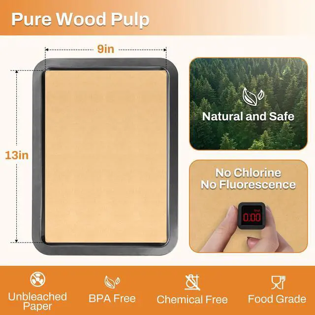 Alt view image 2 of 7 - 200Pcs 9x13 Inch Unbleached Parchment Paper Sheets for Baking, Pre-Cut, Non-Stick Parchment Paper for Baking, Cooking, Grilling, Air Fryer, Half Sheet Baking Sheets for Baking Cookies, Cooking, Oven