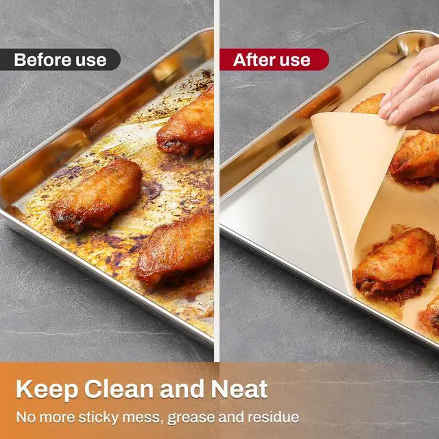 Alt view image 5 of 7 - 200Pcs 9x13 Inch Unbleached Parchment Paper Sheets for Baking, Pre-Cut, Non-Stick Parchment Paper for Baking, Cooking, Grilling, Air Fryer, Half Sheet Baking Sheets for Baking Cookies, Cooking, Oven