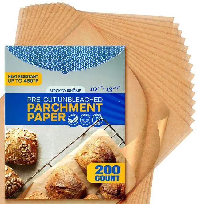 Main image of 200 Ct Unbleached Parchment Paper Sheets, Pre Cut Parchment Paper Sheets for Baking, Air fryer Sheets & Oven Liners FOr cookies, Bread, meat, Pizza (10.7x13.75)