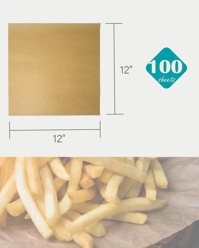 Alt view image 2 of 6 - 12" x 12" Parchment Paper Square Kraft Deli Wrap Sheets 100 PCS