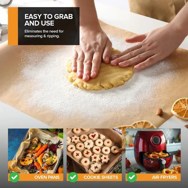Alt view image 5 of 7 - 200 Ct Unbleached Parchment Paper Sheets, Pre Cut Parchment Paper Sheets for Baking, Air fryer Sheets & Oven Liners FOr cookies, Bread, meat, Pizza (10.7x13.75)
