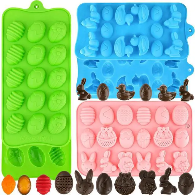Main image of Easter Egg Silicone Mold for Chocolate 5 Packs Egg Shaped Mold Baking Pan for Easter Party Hot Chocolate Bombs Fondant Candy Jelly Dome Mousse Cake Topper Making