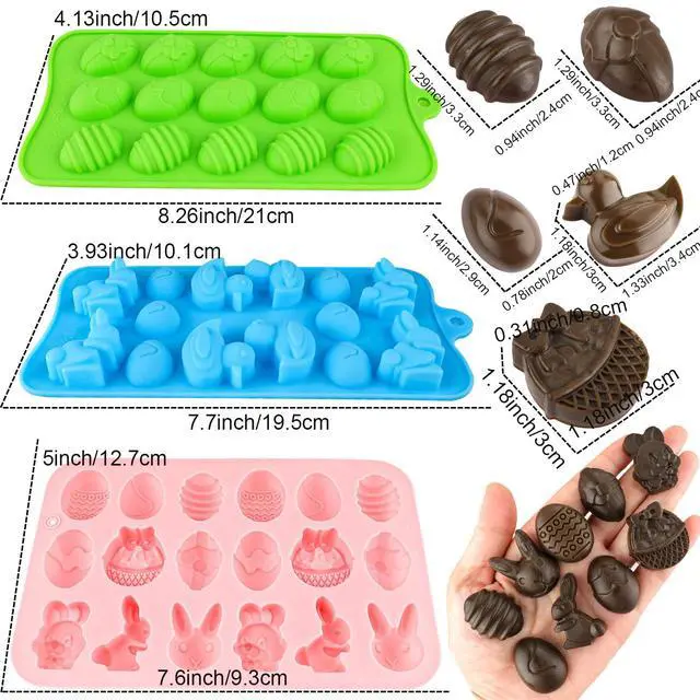 Alt view image 3 of 7 - Easter Egg Silicone Mold for Chocolate 5 Packs Egg Shaped Mold Baking Pan for Easter Party Hot Chocolate Bombs Fondant Candy Jelly Dome Mousse Cake Topper Making