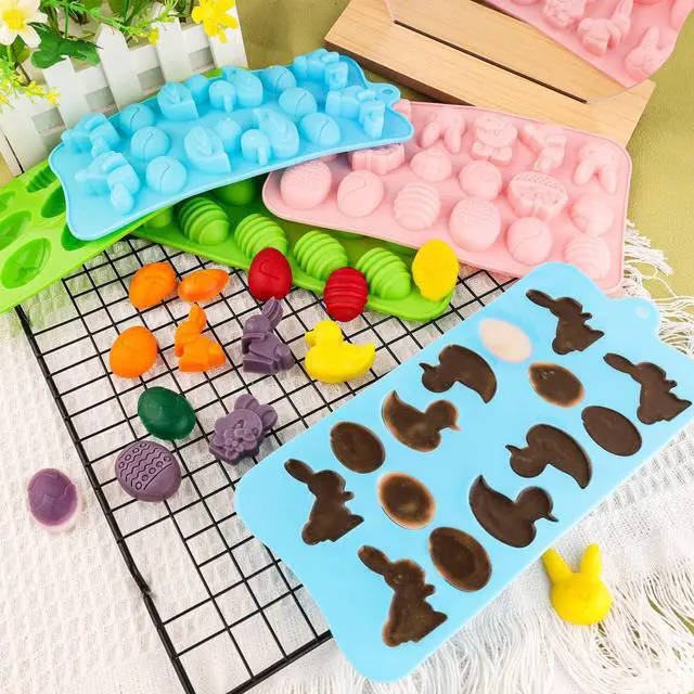 Alt view image 4 of 7 - Easter Egg Silicone Mold for Chocolate 5 Packs Egg Shaped Mold Baking Pan for Easter Party Hot Chocolate Bombs Fondant Candy Jelly Dome Mousse Cake Topper Making