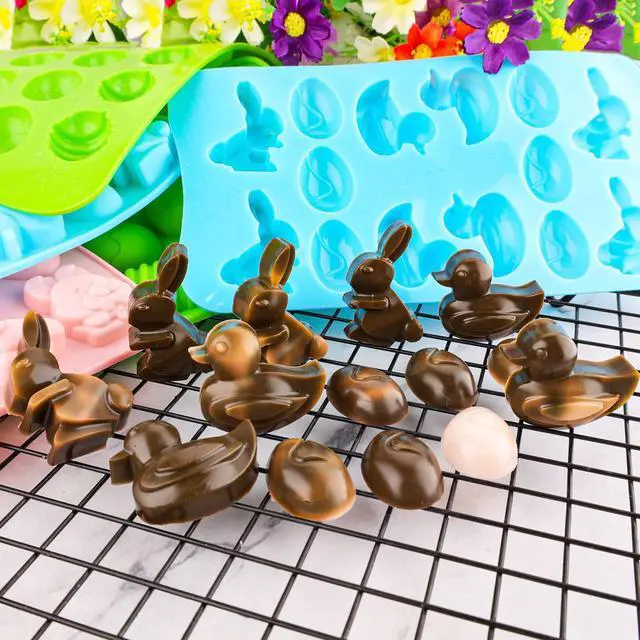 Alt view image 5 of 7 - Easter Egg Silicone Mold for Chocolate 5 Packs Egg Shaped Mold Baking Pan for Easter Party Hot Chocolate Bombs Fondant Candy Jelly Dome Mousse Cake Topper Making