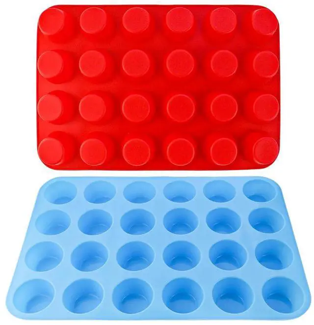 Main image of 2 Pack 24-Cup Silicone Muffin Pan Nonstick Dishwasher Safe Food Grade