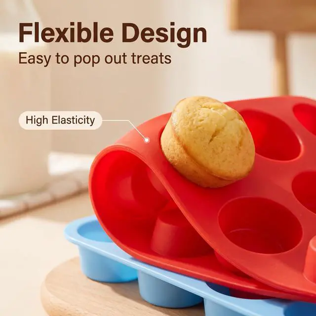 Alt view image 3 of 6 - 2 Pack 24-Cup Silicone Muffin Pan Nonstick Dishwasher Safe Food Grade