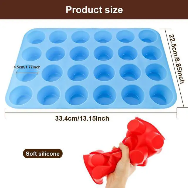 Alt view image 5 of 6 - 2 Pack 24-Cup Silicone Muffin Pan Nonstick Dishwasher Safe Food Grade