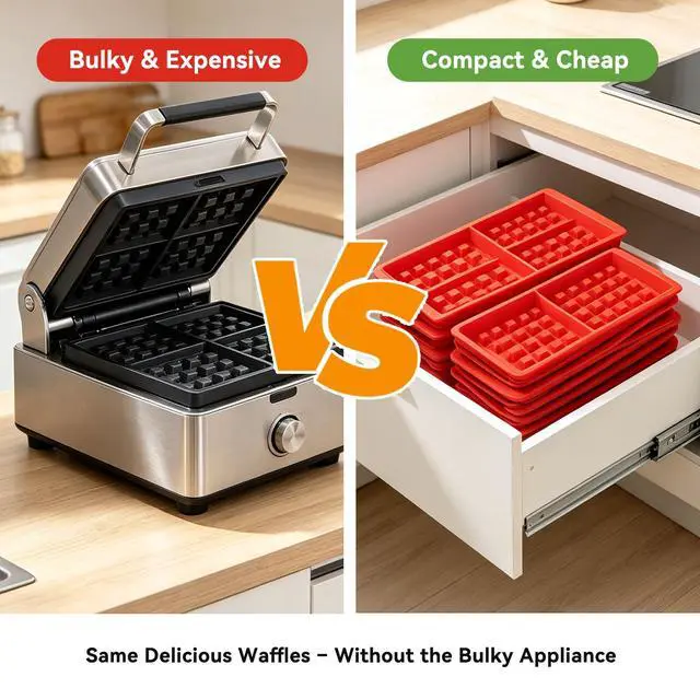 Alt view image 3 of 7 - 2Pcs Silicone Waffle Mold, Nonstick Waffle Maker Baking Tray Chocolate Making Mold Air Fryer Muffin Pan Kitchen Accessory for Baking