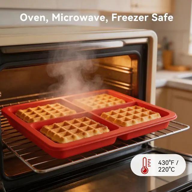 Alt view image 2 of 7 - 2Pcs Silicone Waffle Mold, Nonstick Waffle Maker Baking Tray Chocolate Making Mold Air Fryer Muffin Pan Kitchen Accessory for Baking
