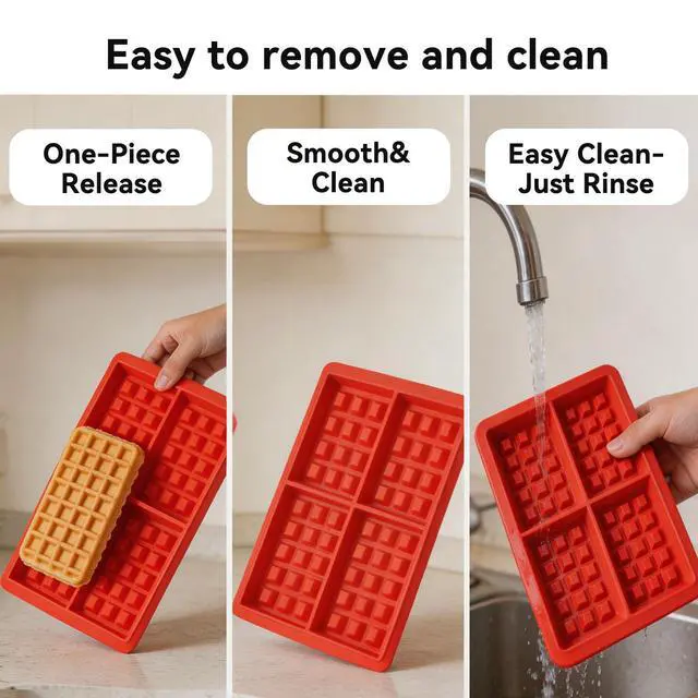 Alt view image 5 of 7 - 2Pcs Silicone Waffle Mold, Nonstick Waffle Maker Baking Tray Chocolate Making Mold Air Fryer Muffin Pan Kitchen Accessory for Baking