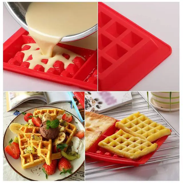 Alt view image 7 of 7 - 2Pcs Silicone Waffle Mold, Nonstick Waffle Maker Baking Tray Chocolate Making Mold Air Fryer Muffin Pan Kitchen Accessory for Baking