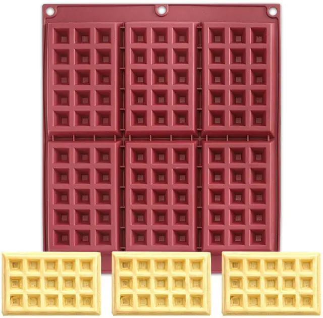 Main image of Silicone Waffle Baking Mold Tray, 6-Cavity, 25 x 29.2 cm