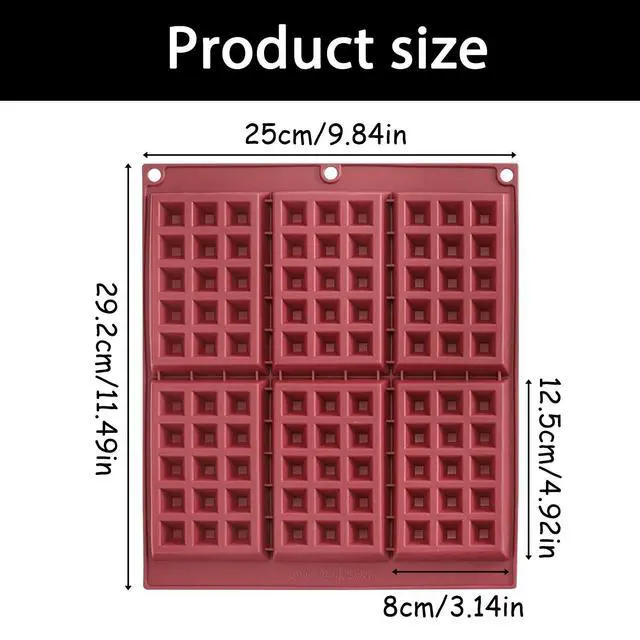 Alt view image 2 of 7 - Silicone Waffle Baking Mold Tray, 6-Cavity, 25 x 29.2 cm
