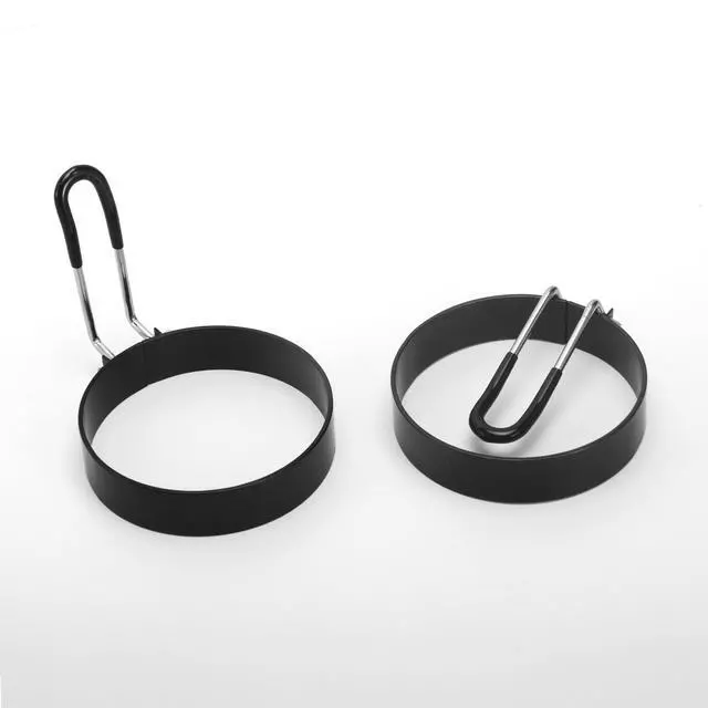 Alt view image 2 of 4 - 3.5" Egg Rings Set of 4 with Silicone Handle, Large Ring for Frying Eggs, Round Mold for English Muffins - Griddle Cooking Shaper for Indoor Camping Breakfast Sandwiches w/Silicone Oil Brush