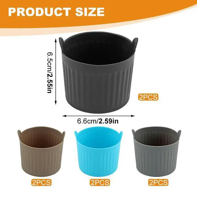 Alt view image 2 of 7 - 8 Pcs Air Fryer Baking Ramekins, Reusable Silicone Muffin Cups, Non-Stick Egg Bite Mold Baking Cups Air Fryer Accessories for Eggs, Muffins, Cupcakes, Puddings, Tarts, Custards(COLOR:Multi)