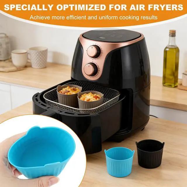 Alt view image 4 of 7 - 8 Pcs Air Fryer Baking Ramekins, Reusable Silicone Muffin Cups, Non-Stick Egg Bite Mold Baking Cups Air Fryer Accessories for Eggs, Muffins, Cupcakes, Puddings, Tarts, Custards(COLOR:Multi)