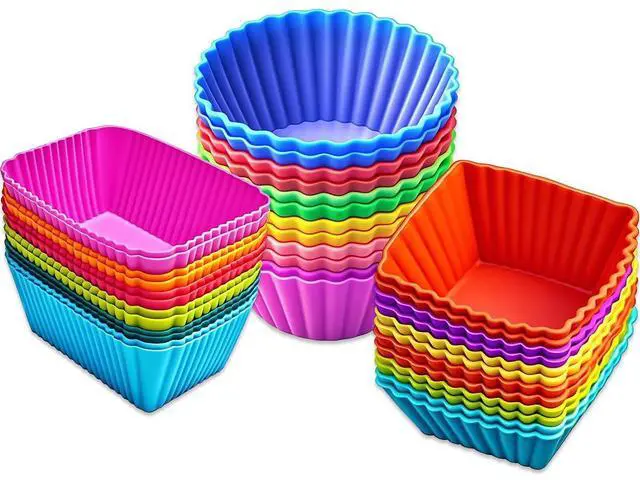 Main image of 36 Pack Silicone Cupcake Liners Muffin Baking Cups Liners Reusable Non-Stick Cake Molds Sets Lunch Bento Box Dividers Accessories