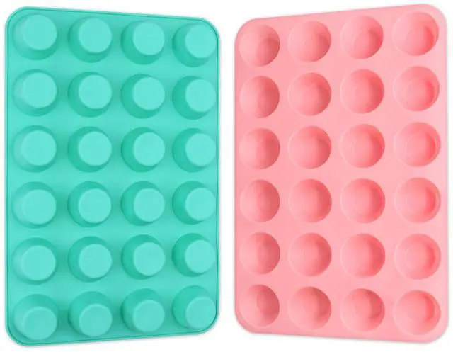 Main image of Silicone Mini Muffin Pan, 24 Cups Cupcake Pan, 2PCS