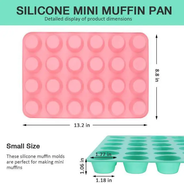 Alt view image 2 of 7 - Silicone Mini Muffin Pan, 24 Cups Cupcake Pan, 2PCS